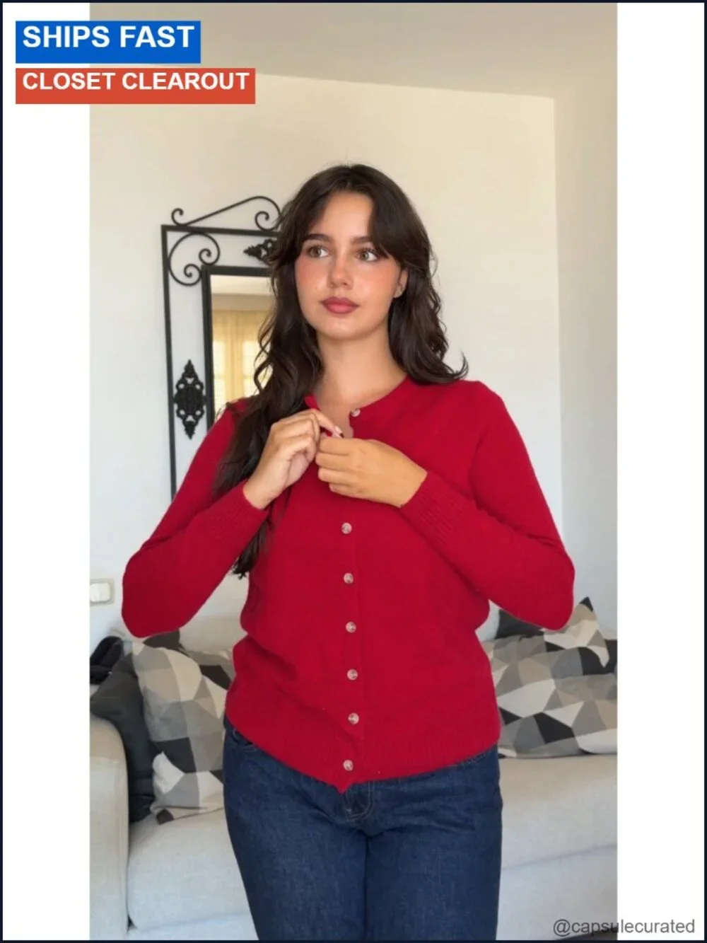 Merino Wool Cashmere Blend Button Front Cardigan Ribbed Knit Sweater